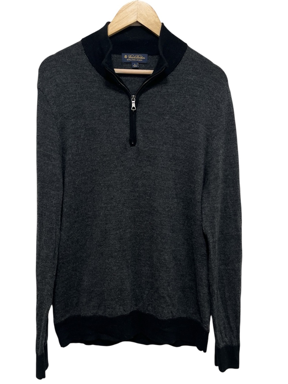 Brooks Brothers Extra Fine Merino Wool 1/4 Zip Sweater Size L